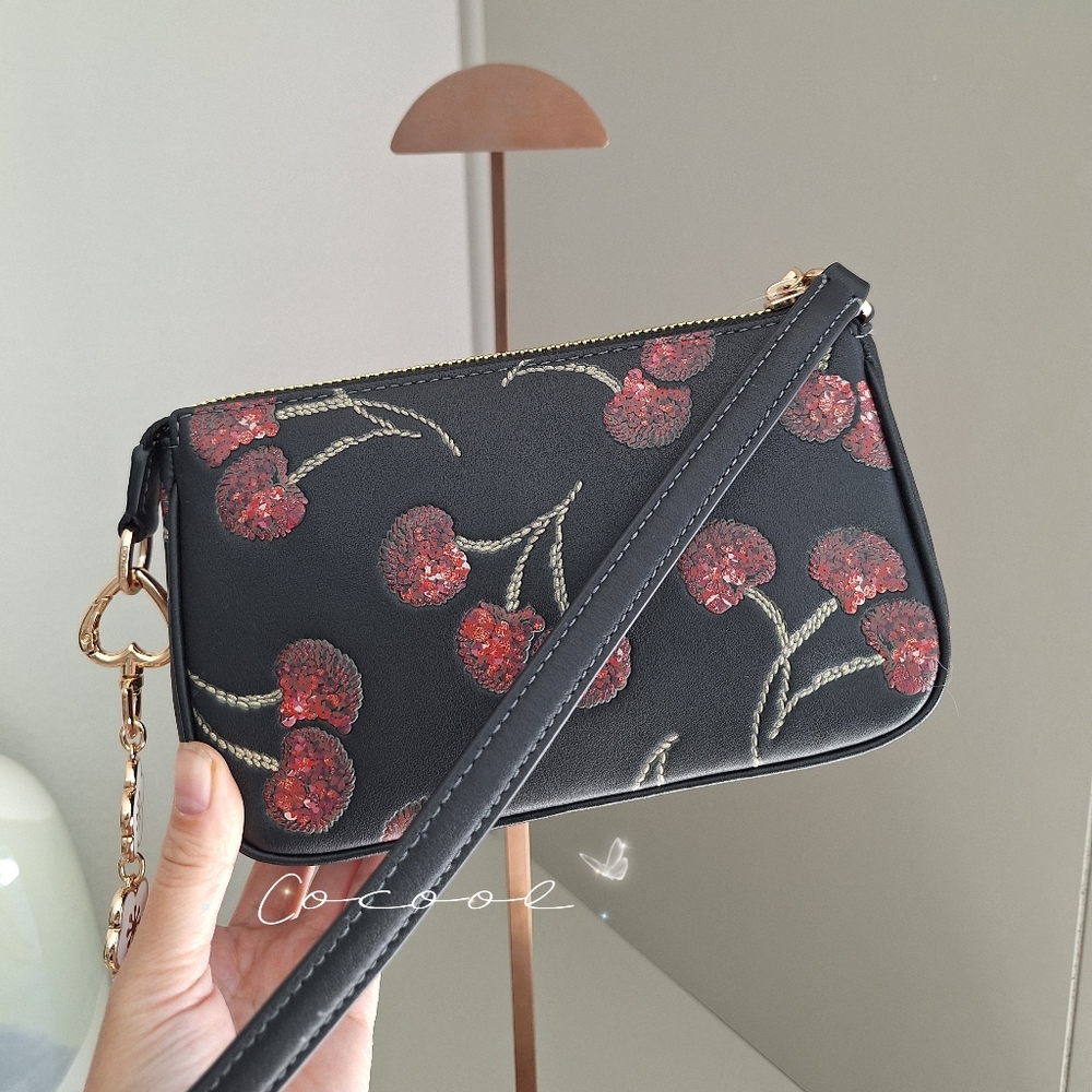 NWT Coach Nolita 19 In Signature Canvas With Cherry Print Plus Extended Chain - Picture 5 of 12
